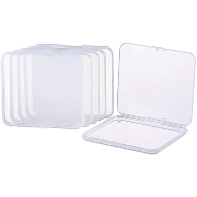 Benecreat 6 Pack 4.9x4.4x0.43 Inches Rectangle Clear Plastic Bead Storage Containers Box Drawer Organizers With Lid
