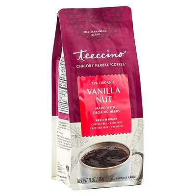 Teeccino Chicory Coffee Alternative - Vanilla Nut - Ground Herbal Coffee That’s Prebiotic